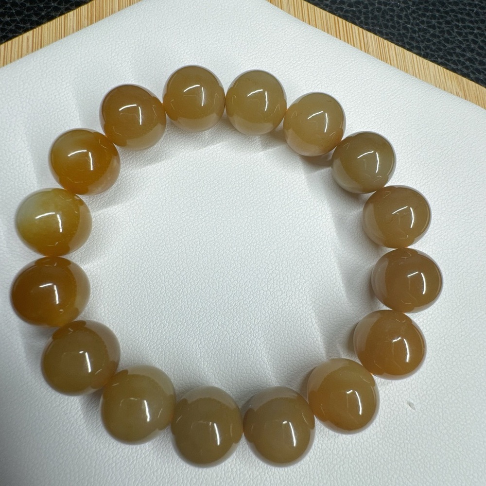 Elegant Hetian Jade Sugar Brown Beaded Bracelet